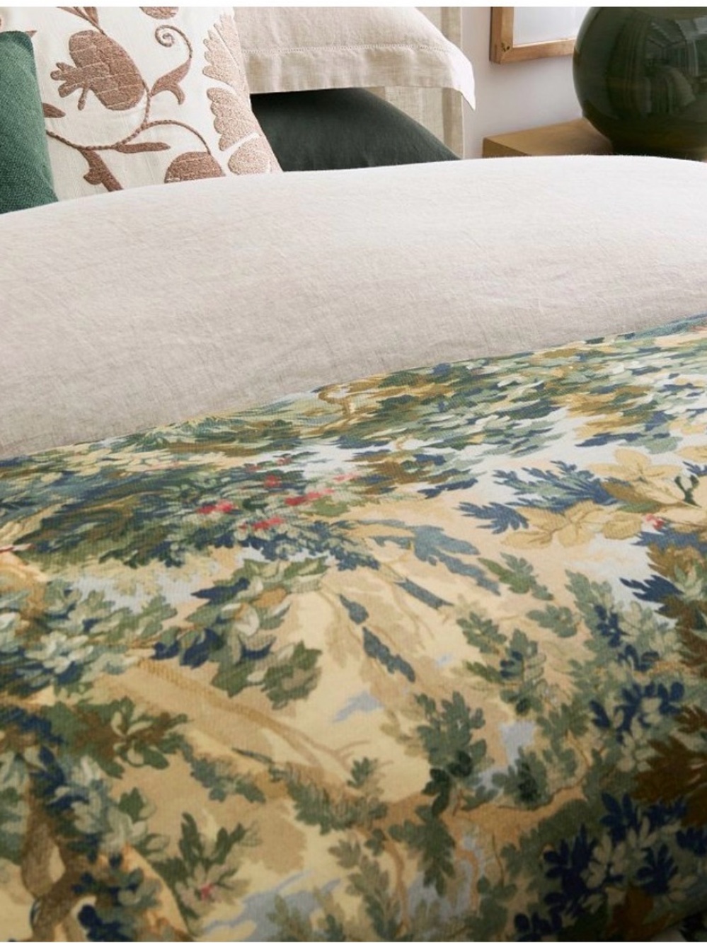 EUC POTTERY BARN Greenwood Queen Duvet Cover w 2 EURO Shams used in guest room - Picture 7 of 10